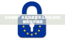 实测辅助”永发联盟要怎么开挂(透视)辅助软件教程