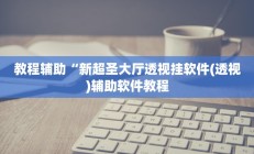 教程辅助“新超圣大厅透视挂软件(透视)辅助软件教程