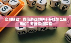 实测辅助”微信游戏群拼十开挂怎么使用的”开挂详细教程
