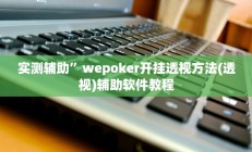 实测辅助”wepoker开挂透视方法(透视)辅助软件教程