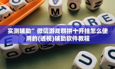 实测辅助”微信游戏群拼十开挂怎么使用的(透视)辅助软件教程