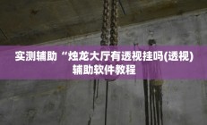 实测辅助“烛龙大厅有透视挂吗(透视)辅助软件教程