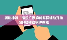辅助神器“微乐广西麻将怎样辅助开挂(透视)辅助软件教程