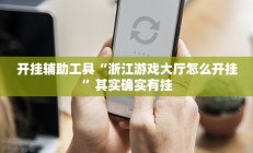 开挂辅助工具“浙江游戏大厅怎么开挂”其实确实有挂