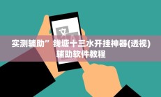实测辅助”钱塘十三水开挂神器(透视)辅助软件教程