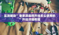 实测辅助“新蛮王大厅有透视挂(透视)辅助软件教程