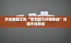 开挂辅助工具“南丰数刀开挂神器”详细开挂教程