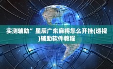 实测辅助”星辰广东麻将怎么开挂(透视)辅助软件教程