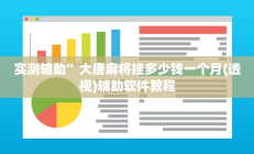 实测辅助”大唐麻将挂多少钱一个月(透视)辅助软件教程