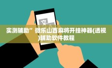 实测辅助”微乐山西麻将开挂神器(透视)辅助软件教程