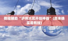 教程辅助“泸州大贰开挂神器”(原来确实是有挂)
