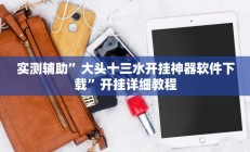 实测辅助”大头十三水开挂神器软件下载”开挂详细教程