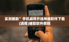 实测辅助”手机麻将开挂神器软件下载(透视)辅助软件教程