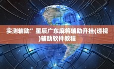 实测辅助”星辰广东麻将辅助开挂(透视)辅助软件教程