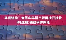 实测辅助”全民牛牛拼三张用挂开挂软件(透视)辅助软件教程