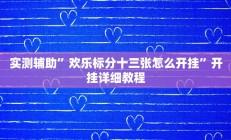 实测辅助”欢乐标分十三张怎么开挂”开挂详细教程