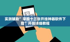 实测辅助”掌酷十三张开挂神器软件下载”开挂详细教程