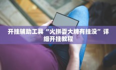 开挂辅助工具“火拼耍大牌有挂没”详细开挂教程