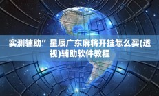 教程辅助“河洛杠次辅助挂”开挂详细教程