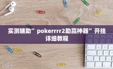 实测辅助”pokerrrr2助赢神器”开挂详细教程
