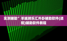 实测辅助”羊城牌乐汇外卦辅助软件(透视)辅助软件教程