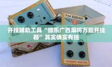 开挂辅助工具“微乐广西麻将万能开挂器”其实确实有挂