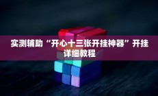 实测辅助“开心十三张开挂神器”开挂详细教程