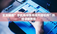 实测辅助”白金岛三打哈免费挂”其实确实有挂