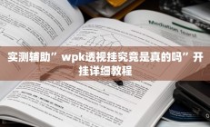 实测辅助”wpk透视挂究竟是真的吗”开挂详细教程