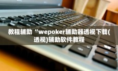 教程辅助“wepoker辅助器透视下载(透视)辅助软件教程