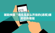 辅助神器“闽乐是怎么开挂的(透视)辅助软件教程