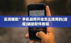实测辅助”手机麻将开挂怎么使用的(透视)辅助软件教程