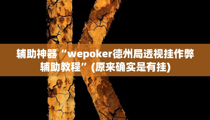 辅助神器“wepoker德州局透视挂作弊辅助教程”(原来确实是有挂)