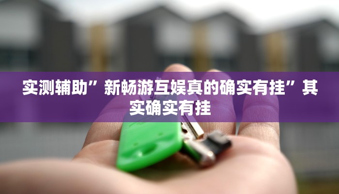 实测辅助”新畅游互娱真的确实有挂”其实确实有挂